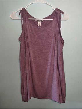 White House Black Market Cinch Tie Cold Shoulder Long Sleeve Heather Lilac top